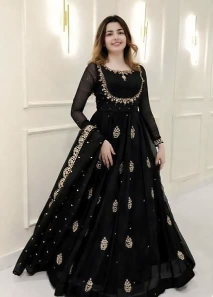 Noir Floral Anarkali