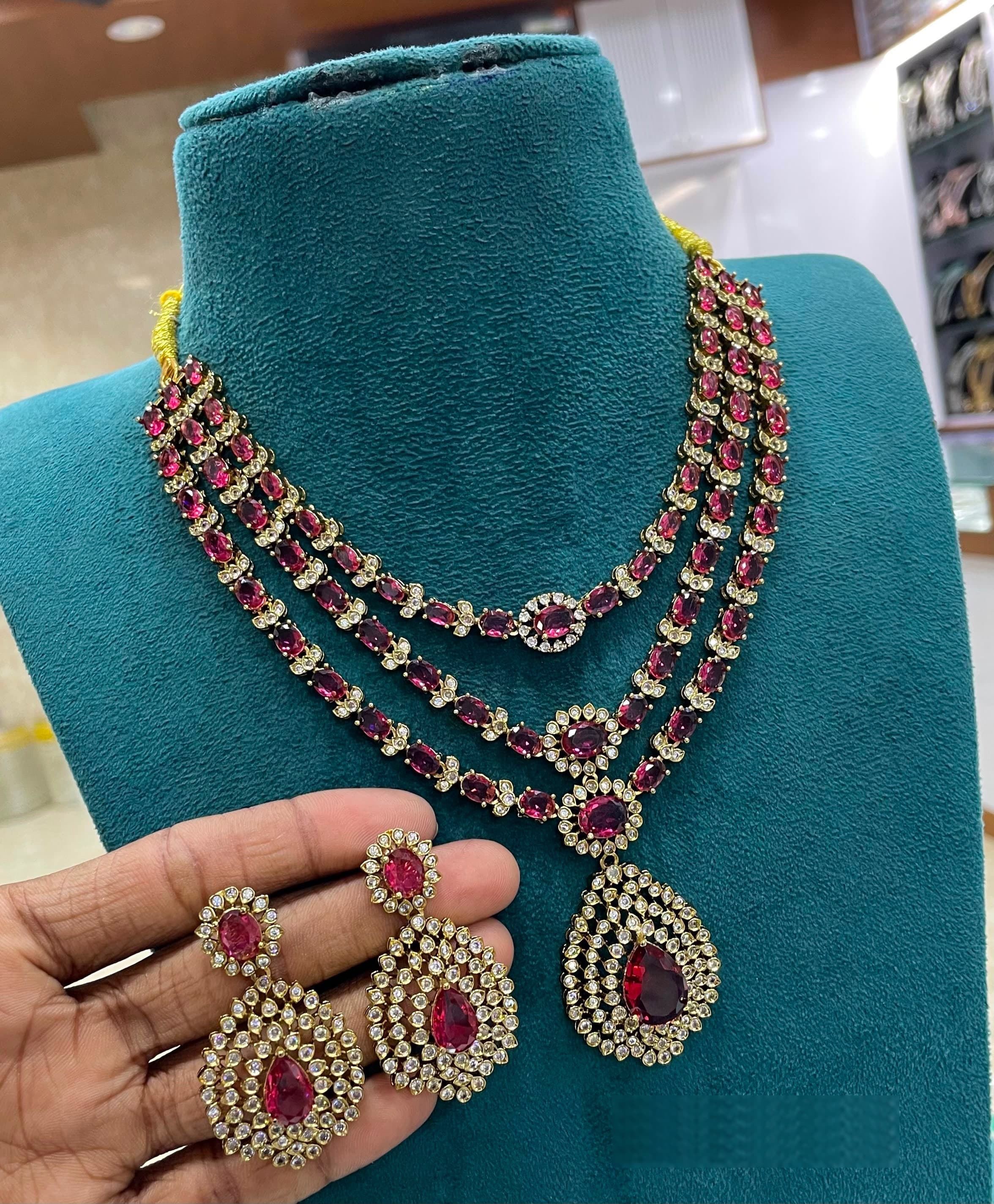 Ruby Multi-Strand Pendant Set