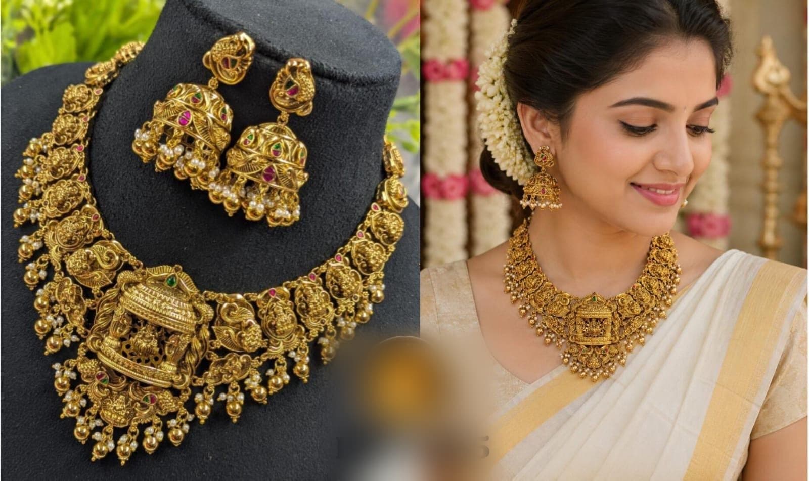 Temple Radha Krishna Necklace Set